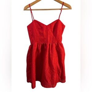 H & M Red mini dress Textured fit Flare Bow Open Back Small Valentines Love Hoco